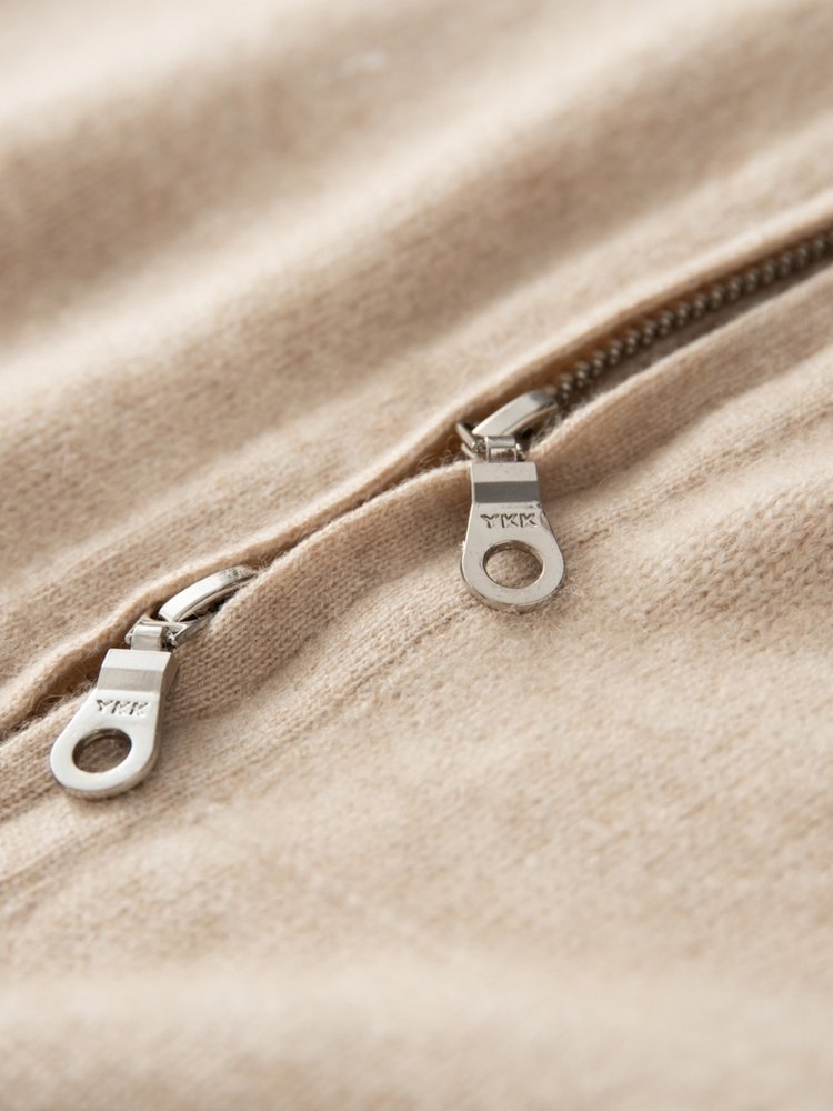 LanlyCashmere Pure Cashmere Zip-Up Hoodie – Luxury Knit Sweater for Women