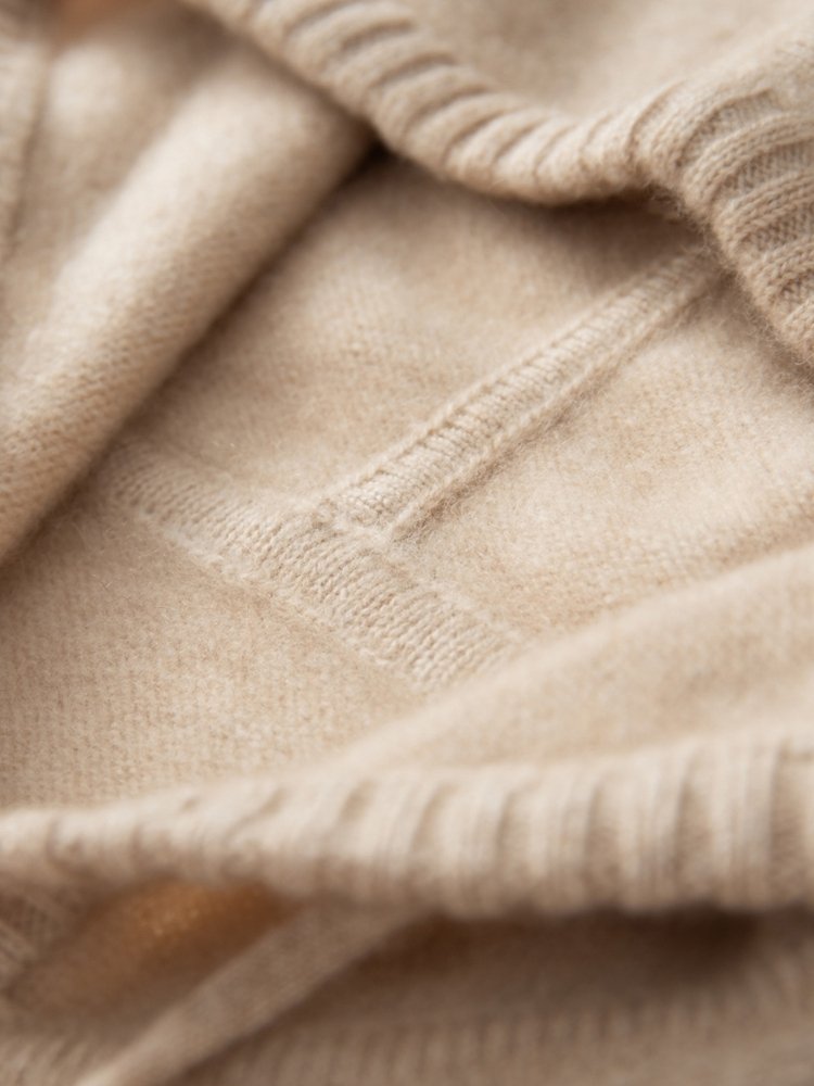 LanlyCashmere Pure Cashmere Zip-Up Hoodie – Luxury Knit Sweater for Women