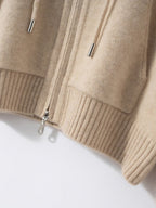 LanlyCashmere Pure Cashmere Zip-Up Hoodie – Luxury Knit Sweater for Women