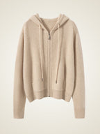 LanlyCashmere Pure Cashmere Zip-Up Hoodie – Luxury Knit Sweater for Women