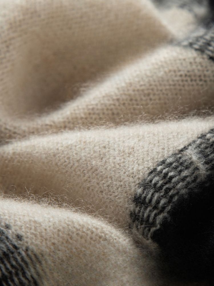 LanlyCashmere Striped Cashmere V-Neck Sweater – Relaxed Knit Pullover