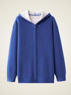 LanlyCashmere Thick Air Layer Cashmere Cardigan – Hooded Zip Knit Jacket