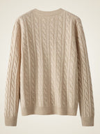 LanlyCashmere Women's Cable Knit Cashmere Cardigan Crew Neck