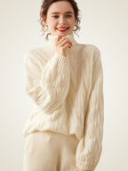 LanlyCashmere Women's Cable Knit Cashmere Turtleneck Sweater