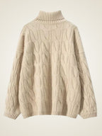 LanlyCashmere Women's Cable Knit Cashmere Turtleneck Sweater