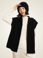 LanlyCashmere Women's Cable Knit Zip Cashmere Vest – Sleeveless Luxury Layering Sweater