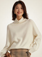 LanlyCashmere Women's Cashmere Cowl Neck Sweater Relaxed Fit