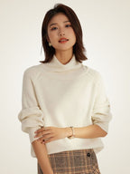 LanlyCashmere Women's Cashmere Cowl Neck Sweater Relaxed Fit