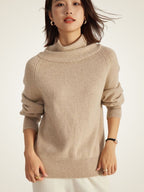 LanlyCashmere Women's Cashmere Cowl Neck Sweater Relaxed Fit