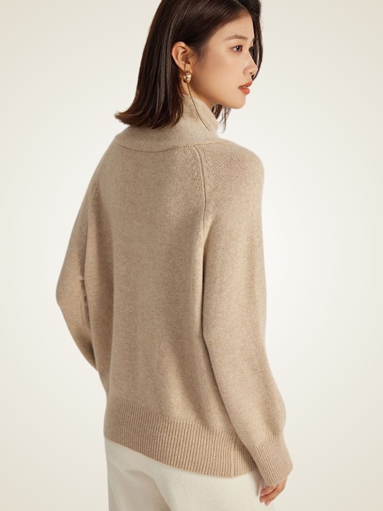LanlyCashmere Women's Cashmere Cowl Neck Sweater Relaxed Fit