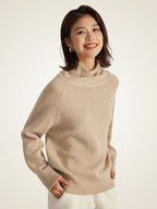 LanlyCashmere Women's Cashmere Cowl Neck Sweater Relaxed Fit