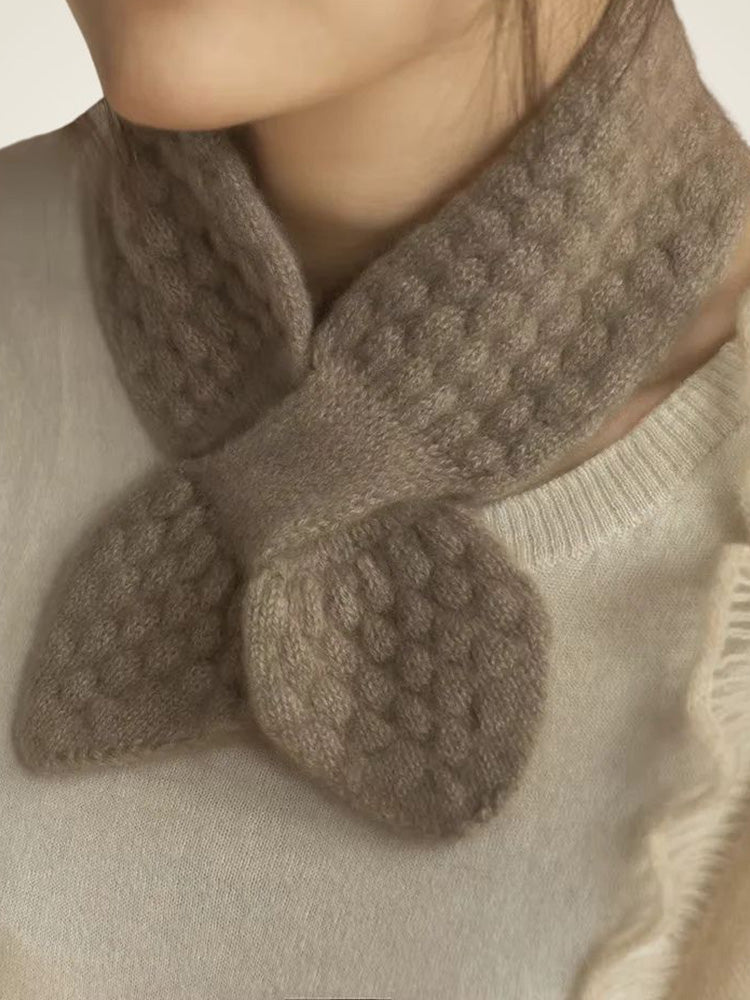 LanlyCashmere Women's Cashmere Honeycomb Knit Neck Warmer Scarf