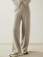 LanlyCashmere Women's Cashmere Knit Pants Wide Leg Lounge