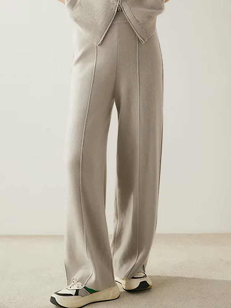 LanlyCashmere Women's Cashmere Knit Pants Wide Leg Lounge