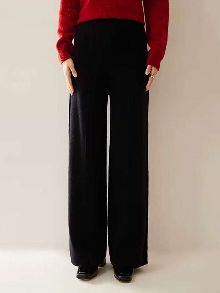 LanlyCashmere Women's Cashmere Knit Pants Wide Leg Lounge