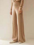 LanlyCashmere Women's Cashmere Knit Pants Wide Leg Lounge