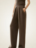 LanlyCashmere Women’s Cashmere Knit Pants – Wide Leg Soft Lounge Trousers