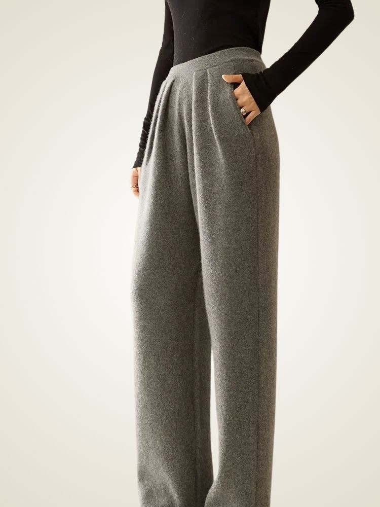 LanlyCashmere Women’s Cashmere Knit Pants – Wide Leg Soft Lounge Trousers