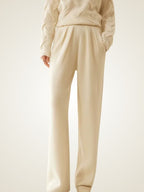 LanlyCashmere Women’s Cashmere Knit Pants – Wide Leg Soft Lounge Trousers