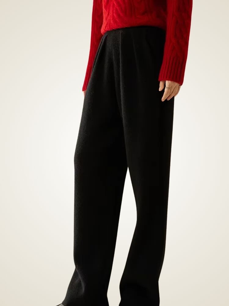LanlyCashmere Women’s Cashmere Knit Pants – Wide Leg Soft Lounge Trousers