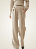LanlyCashmere Women’s Cashmere Knit Pants – Wide Leg Soft Lounge Trousers