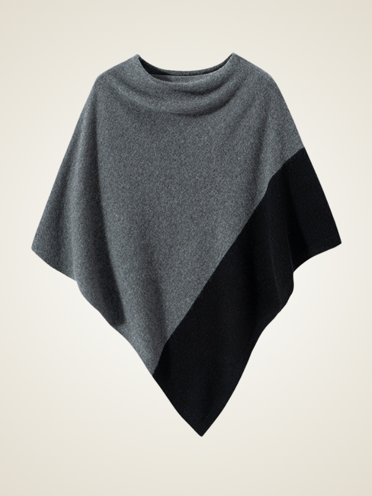 LanlyCashmere Women's Colorblock Cashmere Poncho Luxury Wrap