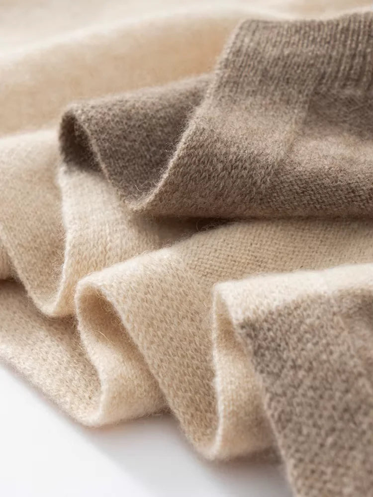 LanlyCashmere Women's Colorblock Cashmere Poncho Luxury Wrap
