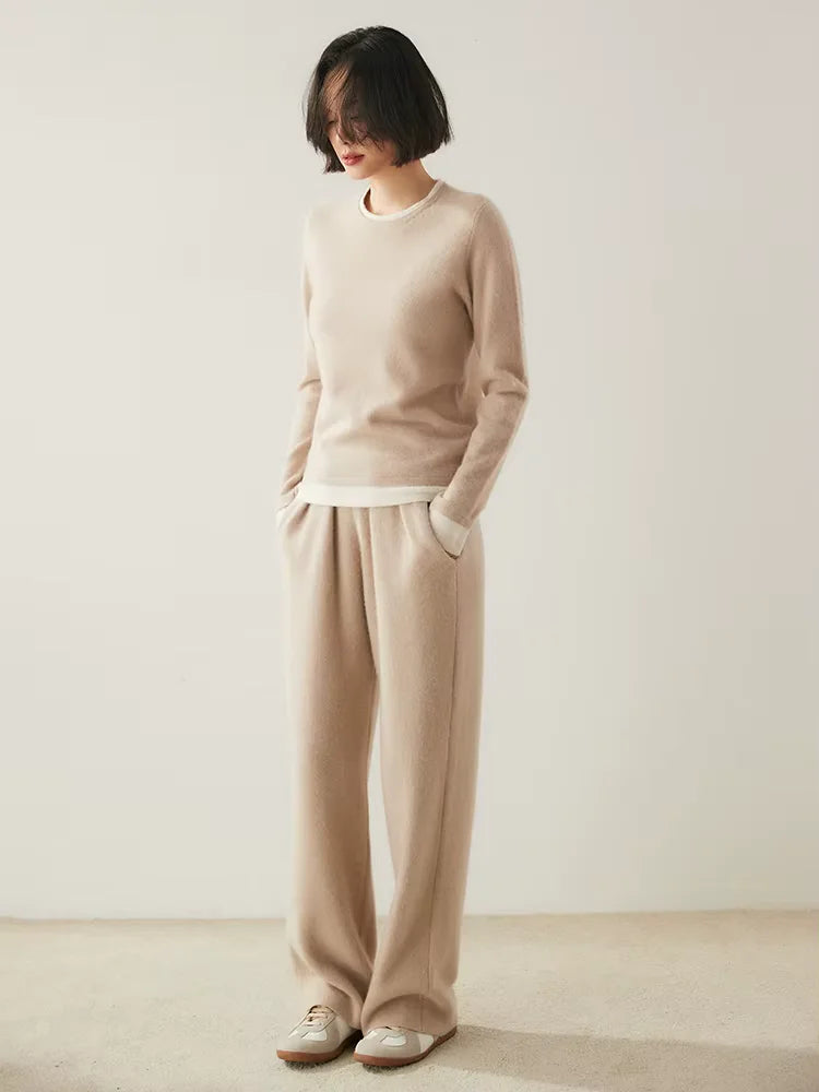 LanlyCashmere Women's Crew Neck Cashmere Sweater 