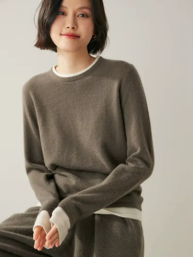 LanlyCashmere Women's Crew Neck Cashmere Sweater 