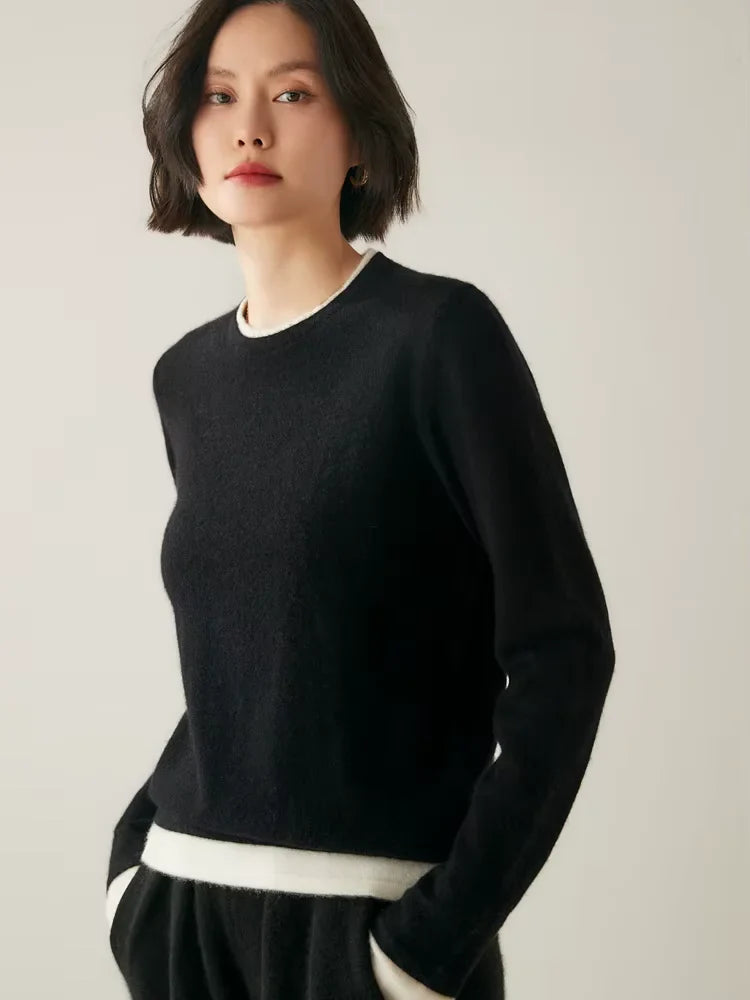 LanlyCashmere Women's Crew Neck Cashmere Sweater 