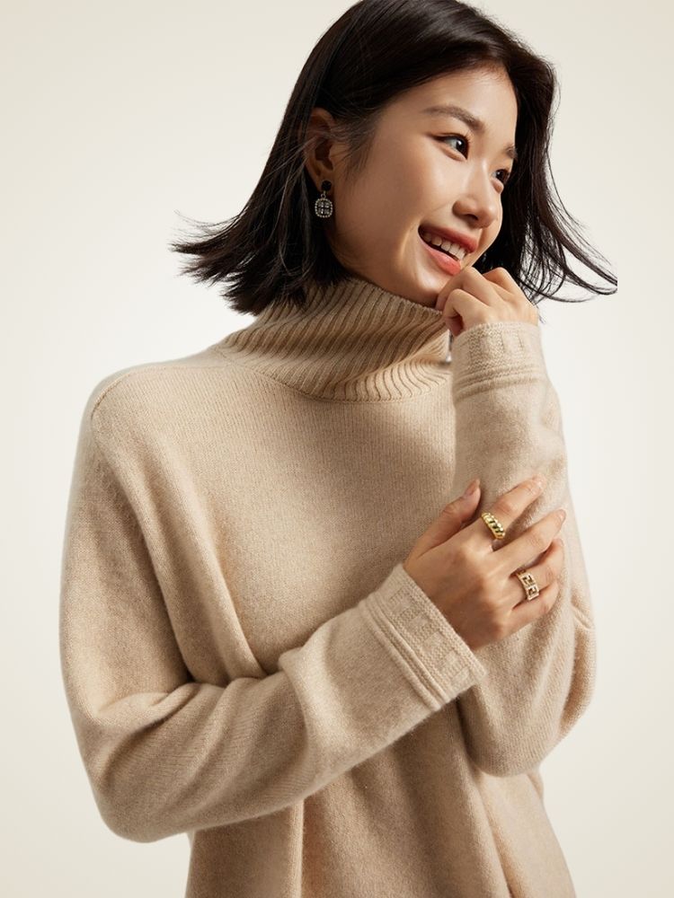 LanlyCashmere Women's Essential Cashmere Turtleneck Sweater