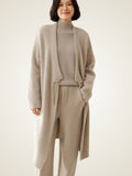 LanlyCashmere Women's Long Cashmere Cardigan Open Front Knit