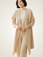 LanlyCashmere Women's Long Cashmere Cardigan Open Front Knit