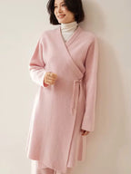 LanlyCashmere Women's Long Cashmere Cardigan Open Front Knit