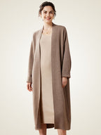 LanlyCashmere Women’s Long Cashmere Cardigan – Open Front Knit Coatigan