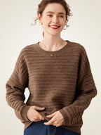LanlyCashmere Women’s Striped Cashmere Jumper – Soft Lightweight Knit Sweater