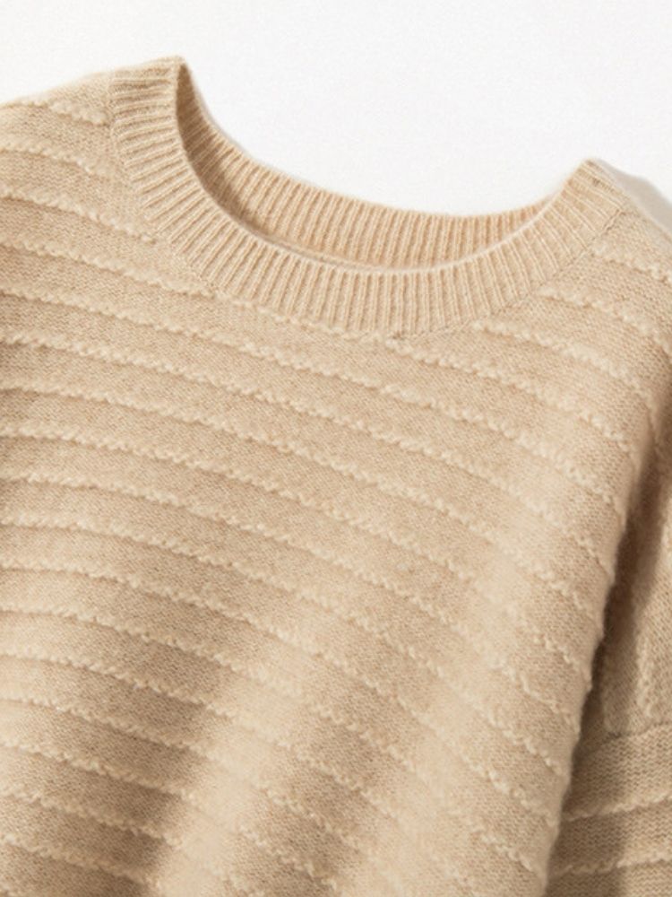LanlyCashmere Women’s Striped Cashmere Jumper – Soft Lightweight Knit Sweater