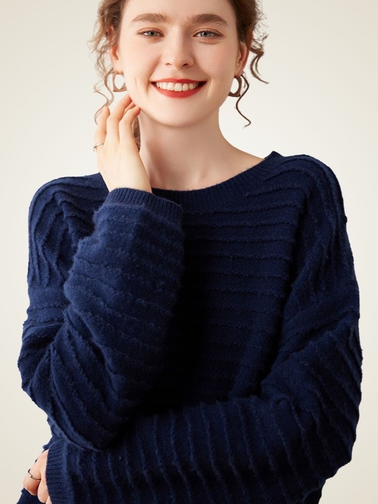 LanlyCashmere Women’s Striped Cashmere Jumper – Soft Lightweight Knit Sweater