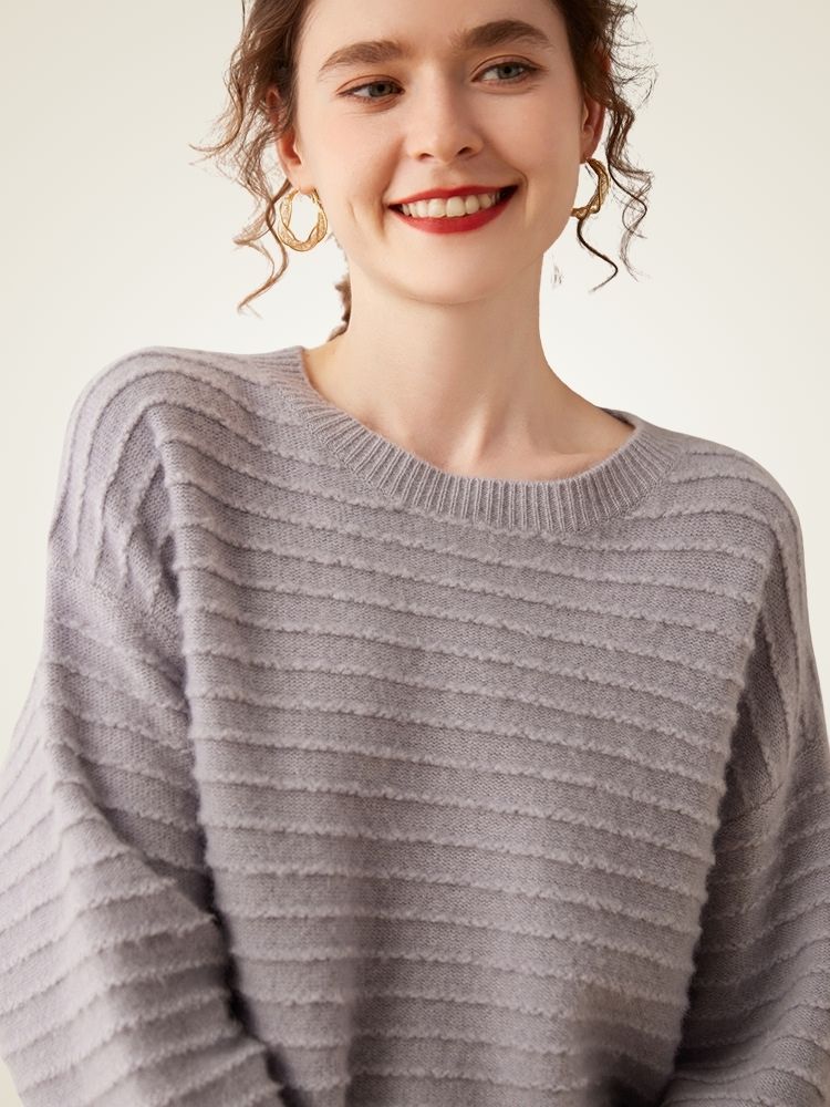 LanlyCashmere Women’s Striped Cashmere Jumper – Soft Lightweight Knit Sweater