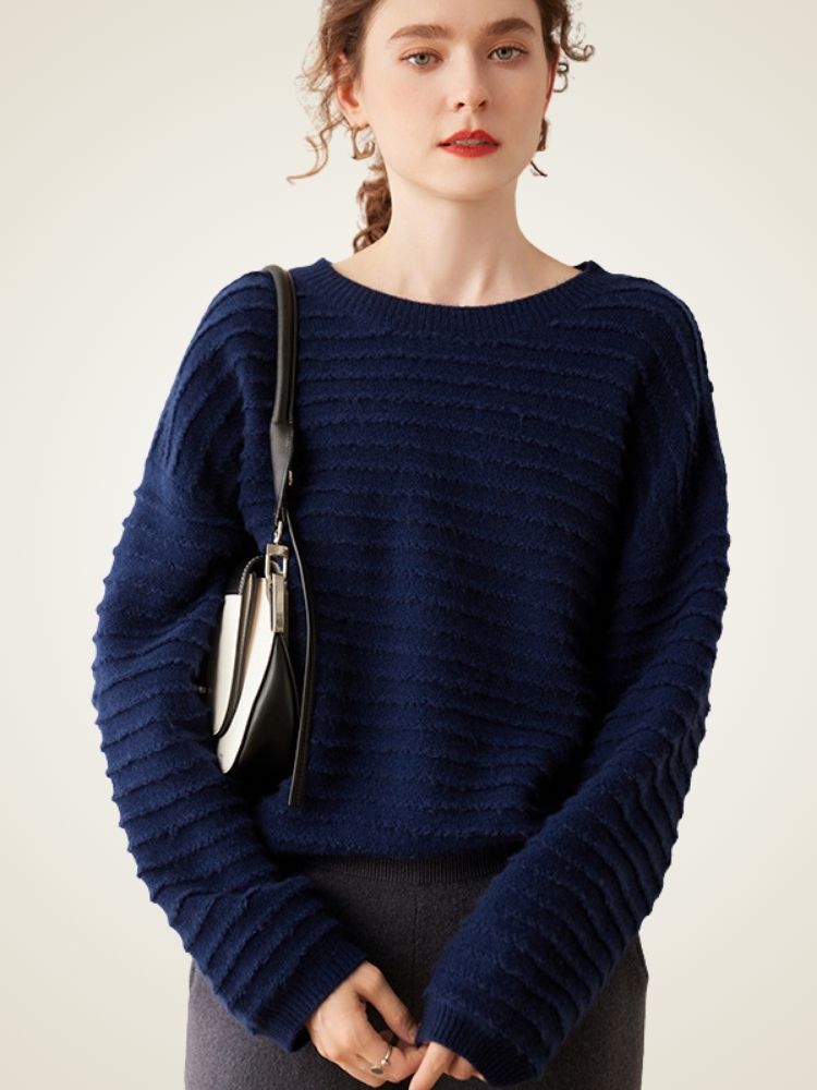 LanlyCashmere Women’s Striped Cashmere Jumper – Soft Lightweight Knit Sweater