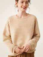 LanlyCashmere Women’s Striped Cashmere Jumper – Soft Lightweight Knit Sweater