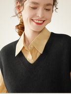 LanlyCashmere Women's V Neck Cashmere Sweater Vest Knit Top