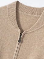 Lanly Cashmere Bomber Jacket - Premium Mongolia Cashmere Zip Cardigan