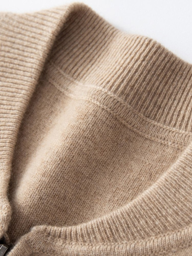 Lanly Cashmere Bomber Jacket - Premium Mongolia Cashmere Zip Cardigan
