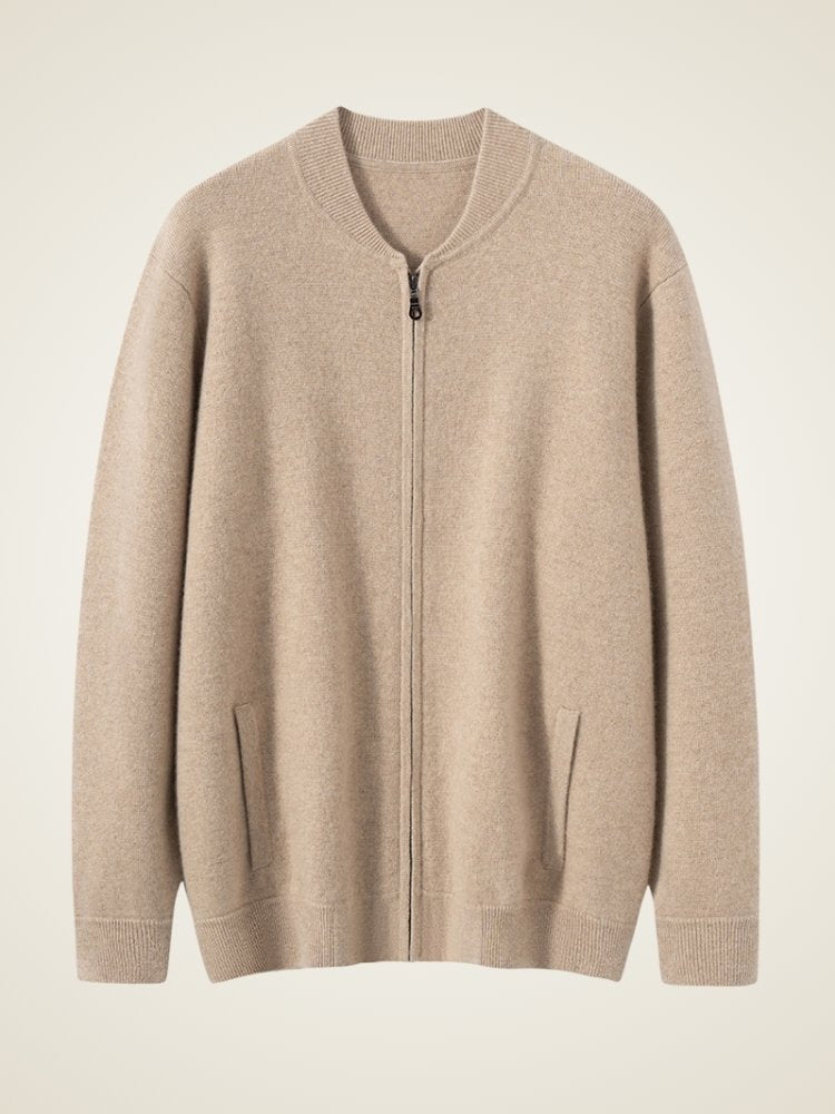 Lanly Cashmere Bomber Jacket - Premium Mongolia Cashmere Zip Cardigan