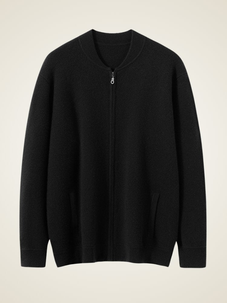 Lanly Cashmere Bomber Jacket - Premium Mongolia Cashmere Zip Cardigan