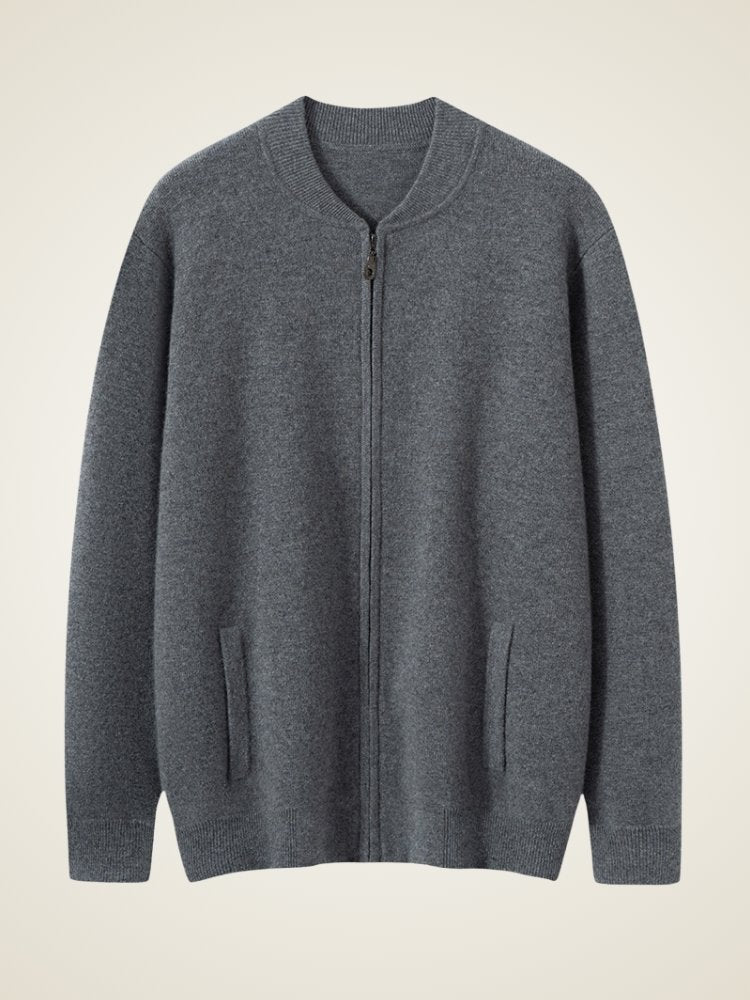 Lanly Cashmere Bomber Jacket - Premium Mongolia Cashmere Zip Cardigan