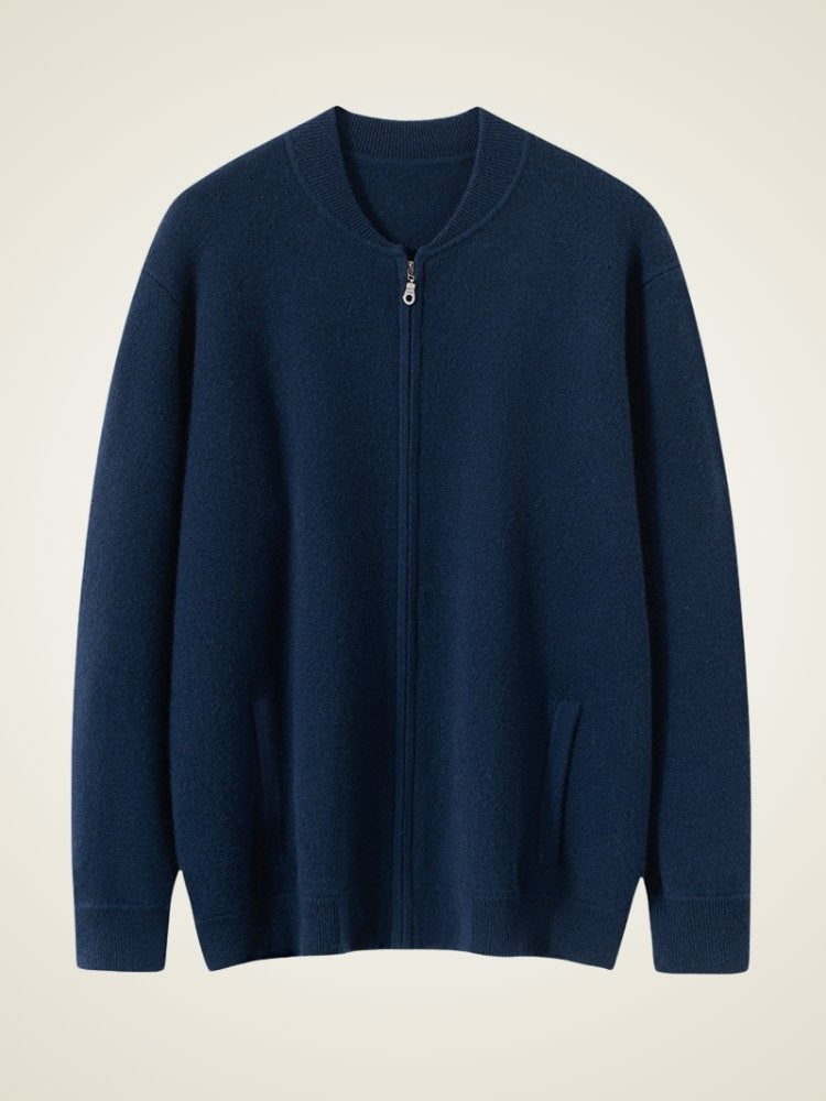 Lanly Cashmere Bomber Jacket - Premium Mongolia Cashmere Zip Cardigan
