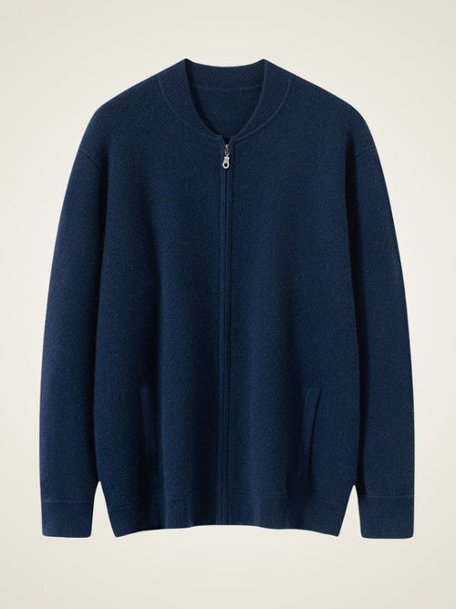 Lanly Cashmere Bomber Jacket - Premium Mongolia Cashmere Zip Cardigan