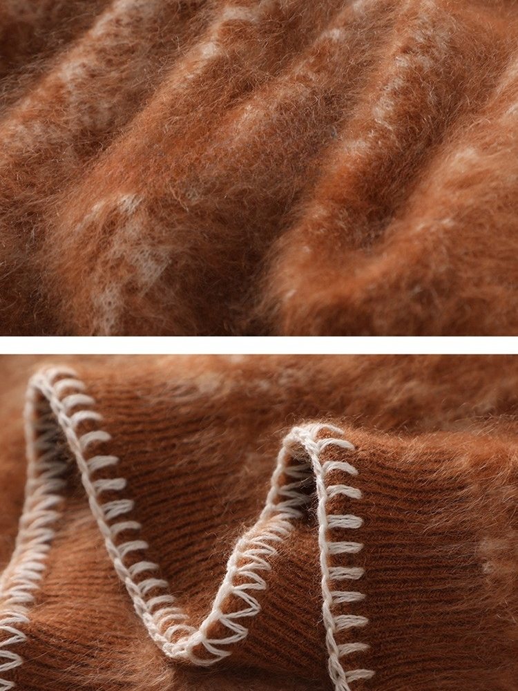 Lanly Cashmere Brushed Jacquard Sweater - Brown Mongolia Marble Knit